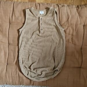 The Simple Folk Kids Tan Sleeveless Tank Top Waffle Romper
